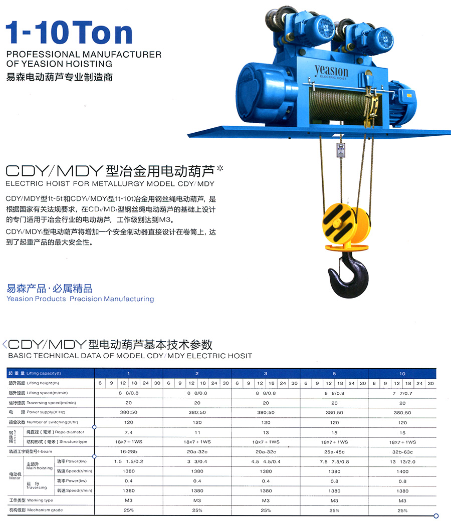 CDY、MDY型冶金電動葫蘆--